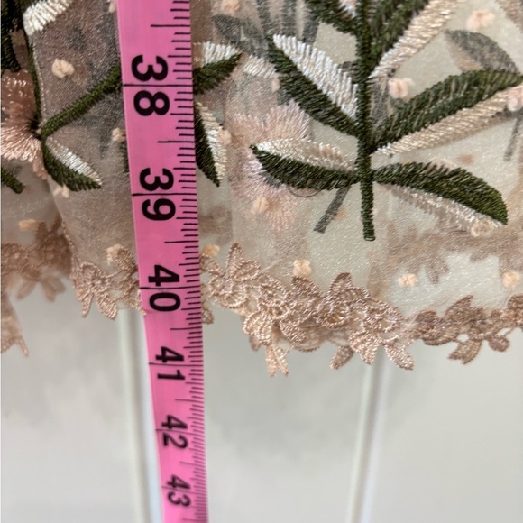 Belle Terre Cream Blush Embroidered Tulle Floral Dot Dress Feminine Fairycore XL - Picture 7 of 10